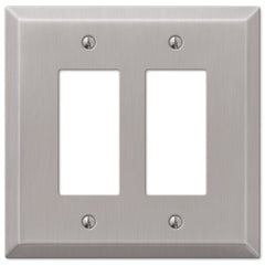 Oversized Brushed Nickel Steel - 2 Rocker Wallplate