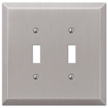 Oversized Brushed Nickel Steel - 2 Toggle Wallplate - Wallplate Warehouse 463TTBN 070686572535 2 Toggle