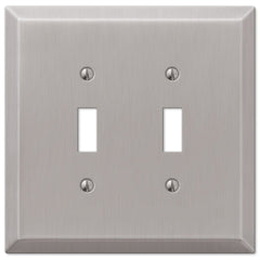 Oversized Brushed Nickel Steel - 2 Toggle Wallplate