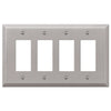 Oversized Brushed Nickel Steel - 4 Rocker Wallplate - Wallplate Warehouse 463R4BN - B 070686021408 4 Rocker