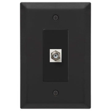 Oversized Matte Black Steel - 1 Cable Jack Wallplate - Wallplate Warehouse 463CXMB 070686021347 Cable Jacks