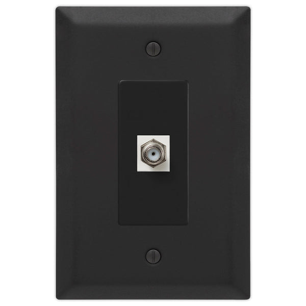 Oversized Matte Black Steel - 1 Cable Jack Wallplate - Wallplate Warehouse 463CXMB 070686021347 Cable Jacks