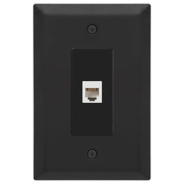 Oversized Matte Black Steel - 1 Phone Jack Wallplate - Wallplate Warehouse 463PHMB 070686021354 Phone Jacks
