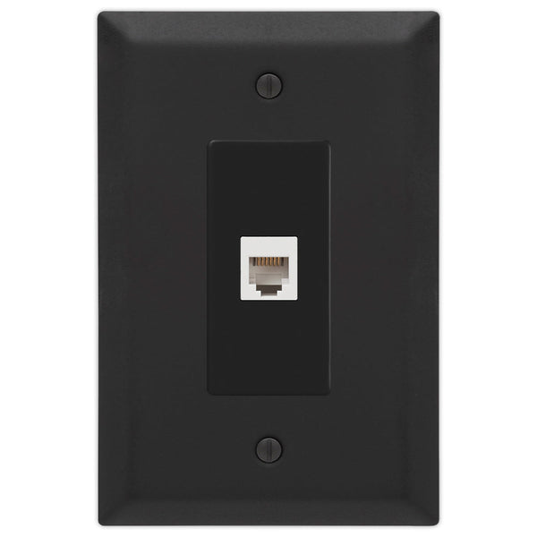 Oversized Matte Black Steel - 1 Phone Jack Wallplate - Wallplate Warehouse 463PHMB 070686021354 Phone Jacks