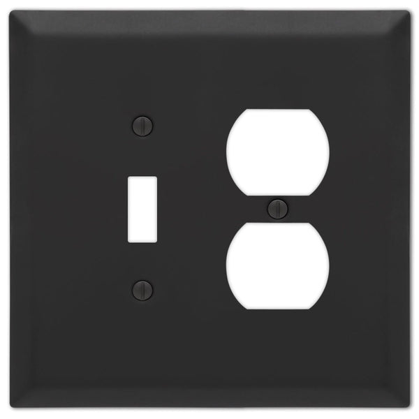 Oversized Matte Black Steel - 1 Toggle / 1 Duplex Wallplate - Wallplate Warehouse 463TDMB - B 070686021286 1 Toggle / 1 Duplex