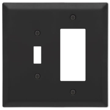 Oversized Matte Black Steel - 1 Toggle / 1 Rocker Wallplate - Wallplate Warehouse 463TRMB - B 070686021330 1 Toggle / 1 Rocker