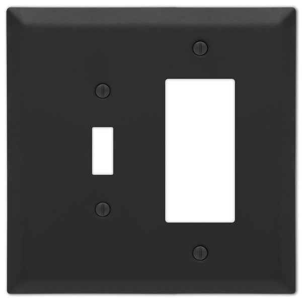 Oversized Matte Black Steel - 1 Toggle / 1 Rocker Wallplate - Wallplate Warehouse 463TRMB - B 070686021330 1 Toggle / 1 Rocker