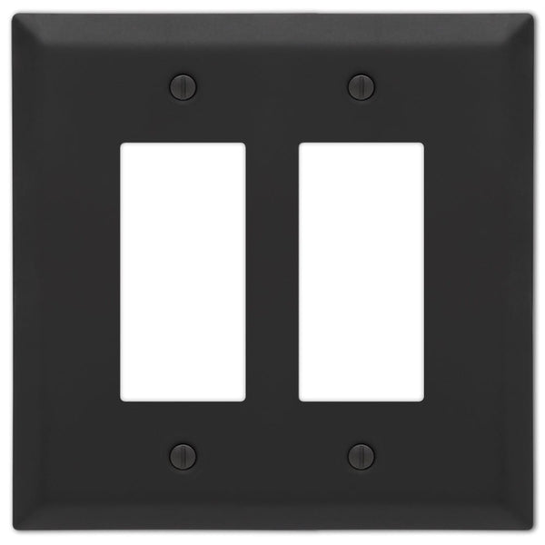 Oversized Matte Black Steel - 2 Rocker Wallplate - Wallplate Warehouse 463RRMB - B 070686021309 2 Rocker
