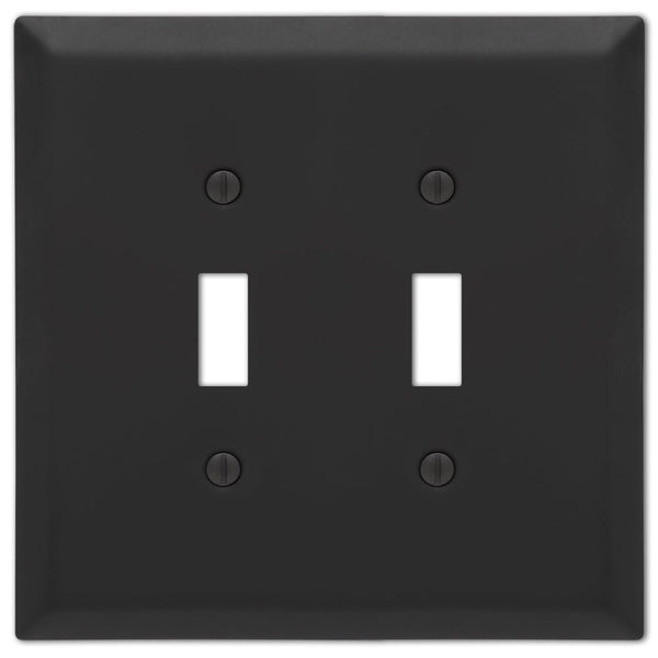Oversized Matte Black Steel - 2 Toggle Wallplate - Wallplate Warehouse 463TTMB - B 070686021231 2 Toggle