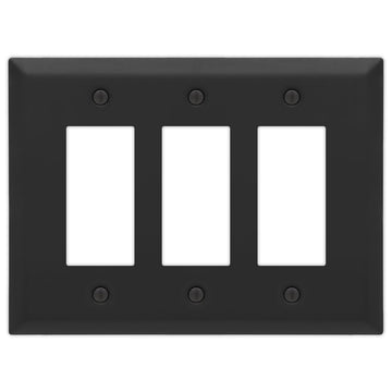 Oversized Matte Black Steel - 3 Rocker Wallplate - Wallplate Warehouse 463RRRMB - B 070686021316 3 Rocker