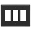 Oversized Matte Black Steel - 3 Rocker Wallplate - Wallplate Warehouse 463RRRMB - B 070686021316 3 Rocker