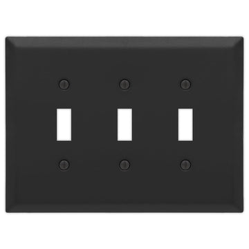 Oversized Matte Black Steel - 3 Toggle Wallplate - Wallplate Warehouse 463TTTMB - B 070686021248 3 Toggle