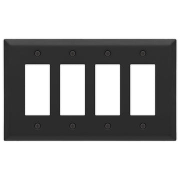 Oversized Matte Black Steel - 4 Rocker Wallplate - Wallplate Warehouse 463R4MB - B 070686021323 4 Rocker