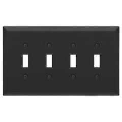 Oversized Matte Black Steel - 4 Toggle Wallplate