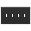 Oversized Matte Black Steel - 4 Toggle Wallplate - Wallplate Warehouse 463T4MB - B 070686021255 4 Toggle