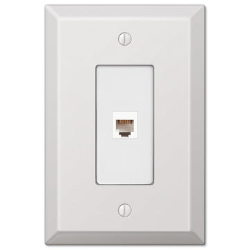 Oversized White Steel - 1 Phone Jack Wallplate - Wallplate Warehouse 463PHW 070686582343 Phone Jacks