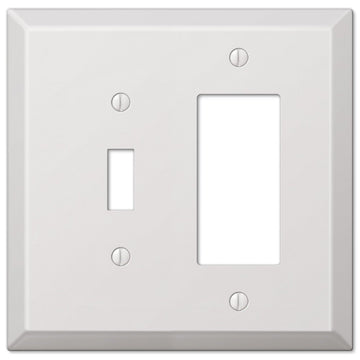 Oversized White Steel - 1 Toggle / 1 Rocker Wallplate - Wallplate Warehouse 463TRW 070686572443 1 Toggle / 1 Rocker
