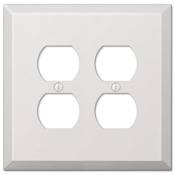 Oversized White Steel - 2 Duplex Wallplate - Wallplate Warehouse 463DDW 070686572450 2 Duplex