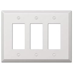 Oversized White Steel - 3 Rocker Wallplate