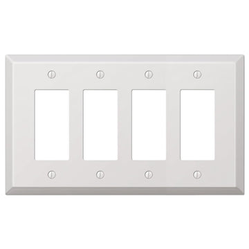 Oversized White Steel - 4 Rocker Wallplate - Wallplate Warehouse 463R4W - B 070686021385 4 Rocker