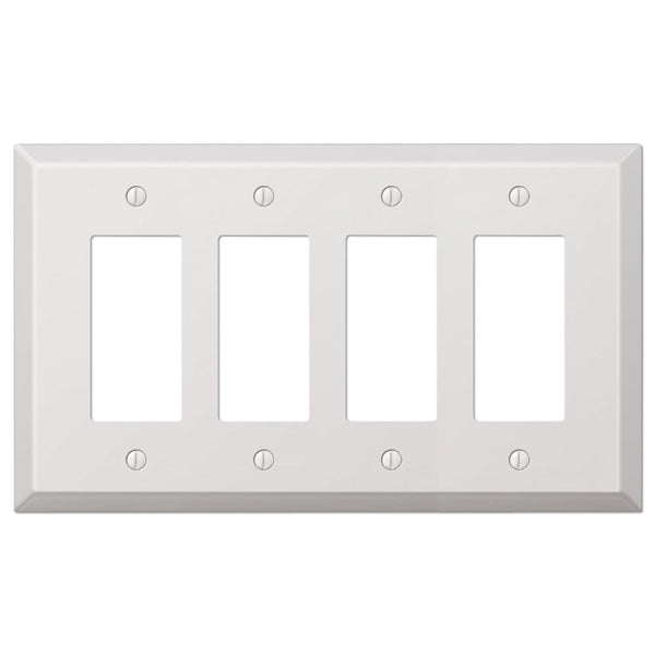 Oversized White Steel - 4 Rocker Wallplate - Wallplate Warehouse 463R4W - B 070686021385 4 Rocker