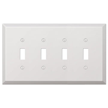 Oversized White Steel - 4 Toggle Wallplate - Wallplate Warehouse 463T4W - B 070686021378 4 Toggle