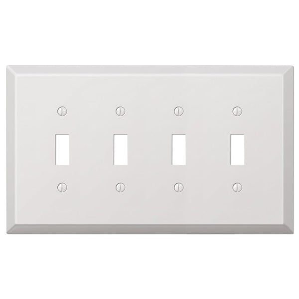 Oversized White Steel - 4 Toggle Wallplate - Wallplate Warehouse 463T4W - B 070686021378 4 Toggle