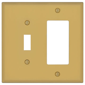 Oxford Brushed Gold - 1 Rocker/1 Duplex Wallplate - Wallplate Warehouse 173TR-BG 70686028728 1 Rocker/1 Duplex