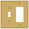 Oxford Brushed Gold - 1 Rocker/1 Duplex Wallplate - Wallplate Warehouse 173TR-BG 70686028728 1 Rocker/1 Duplex