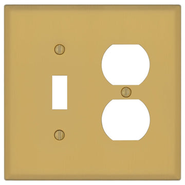 Oxford Brushed Gold - 1 Toggle/1 Duplex Wallplate - Wallplate Warehouse 173TD-BG 70686026328 1 Toggle/1 Duplex