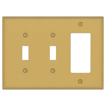Oxford Brushed Gold - 1 Toggle/1 Rocker Wallplate - Wallplate Warehouse 173TTR-BG 70686026380 1 Toggle/1 Rocker