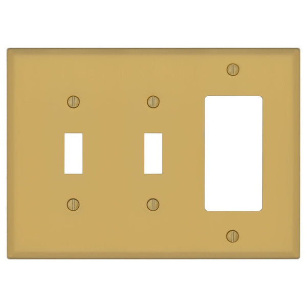 Oxford Brushed Gold - 1 Toggle/1 Rocker Wallplate - Wallplate Warehouse 173TTR-BG 70686026380 1 Toggle/1 Rocker