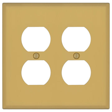 Oxford Brushed Gold - 2 Duplex Wallplate - Wallplate Warehouse 173DD-BG 70686026311 2 Duplex