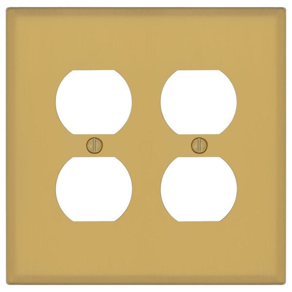 Oxford Brushed Gold - 2 Duplex Wallplate - Wallplate Warehouse 173DD-BG 70686026311 2 Duplex