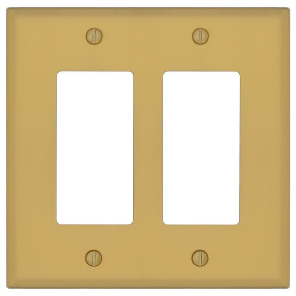 Oxford Brushed Gold - 2 Rocker Wallplate - Wallplate Warehouse 173RR-BG 70686026359 2 Rocker