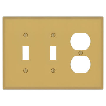 Oxford Brushed Gold - 2 Toggle/1 Duplex Wallplate - Wallplate Warehouse 173TTD-BG 70686026335 2 Toggle/1 Duplex