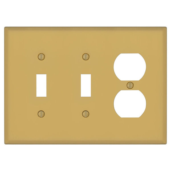 Oxford Brushed Gold - 2 Toggle/1 Duplex Wallplate - Wallplate Warehouse 173TTD-BG 70686026335 2 Toggle/1 Duplex
