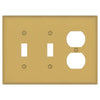 Oxford Brushed Gold - 2 Toggle/1 Duplex Wallplate - Wallplate Warehouse 173TTD-BG 70686026335 2 Toggle/1 Duplex