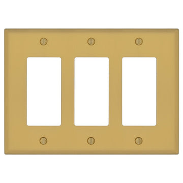 Oxford Brushed Gold - 3 Rocker Wallplate - Wallplate Warehouse 173RRR-BG 70686026366 3 Rocker