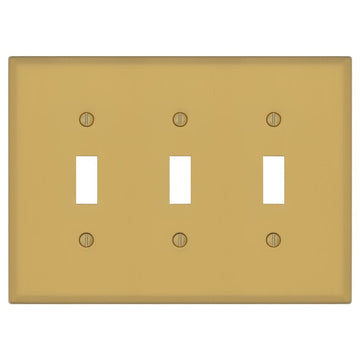 Oxford Brushed Gold - 3 Toggle Wallplate - Wallplate Warehouse 173TTT-BG 70686026281 3 Toggle