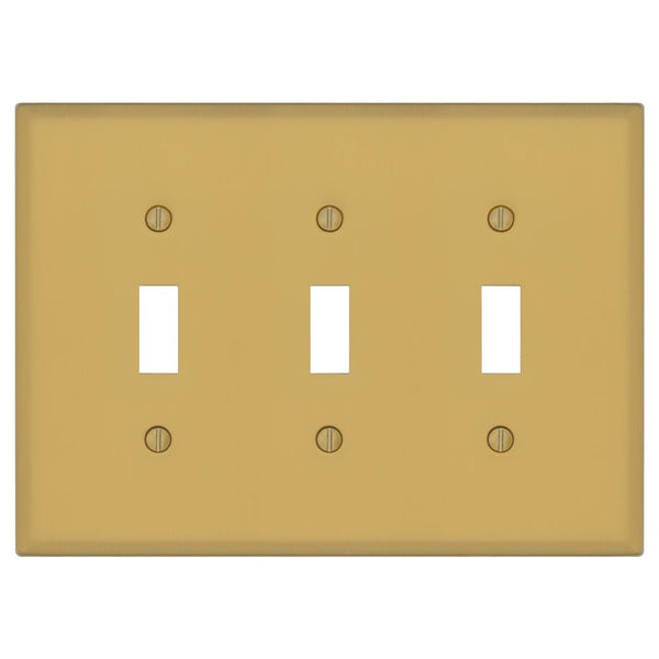 Oxford Brushed Gold - 3 Toggle Wallplate - Wallplate Warehouse 173TTT-BG 70686026281 3 Toggle