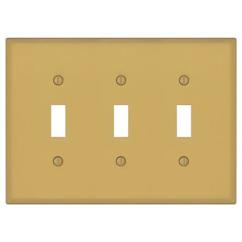 Oxford Brushed Gold - 3 Toggle Wallplate - Wallplate Warehouse 173TTT-BG 70686026281 3 Toggle