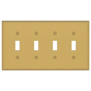 Oxford Brushed Gold - 4 Toggle Wallplate - Wallplate Warehouse 173T4-BG 70686026298 4 Toggle