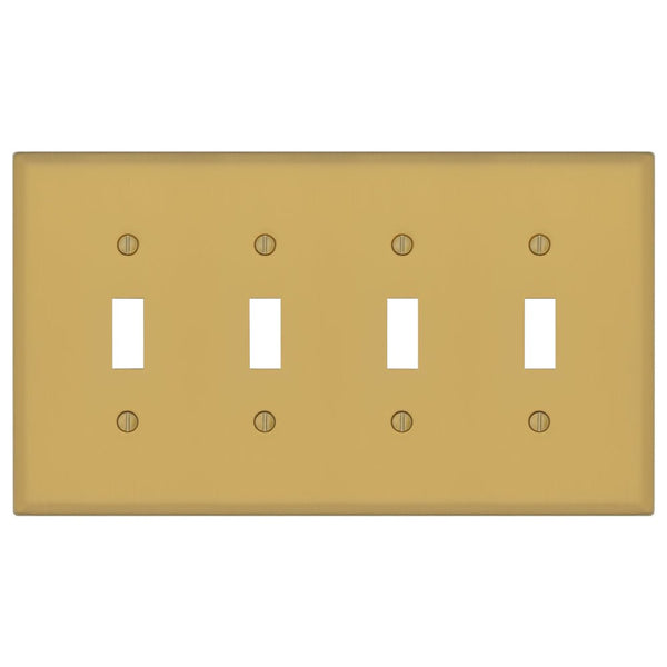 Oxford Brushed Gold - 4 Toggle Wallplate - Wallplate Warehouse 173T4-BG 70686026298 4 Toggle