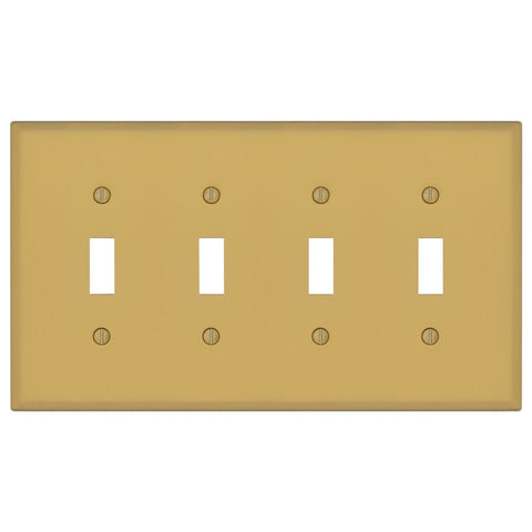 Oxford Brushed Gold - 4 Toggle Wallplate - Wallplate Warehouse 173T4-BG 70686026298 4 Toggle