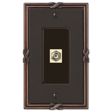 Ribbon & Reed Aged Bronze Cast - 1 Cable Jack Wallplate - Wallplate Warehouse 44CXVB 070686580981 Cable Jacks