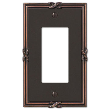 Ribbon & Reed Aged Bronze Cast - 1 Rocker Wallplate - Wallplate Warehouse 44RVB 070686567814 1 Rocker