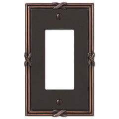 Ribbon & Reed Aged Bronze Cast - 1 Rocker Wallplate