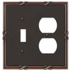 Ribbon & Reed Aged Bronze Cast - 1 Toggle / 1 Duplex Wallplate - Wallplate Warehouse 44TDVB 070686567838 1 Toggle / 1 Duplex