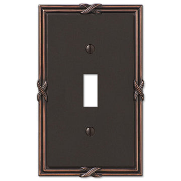 Ribbon & Reed Aged Bronze Cast - 1 Toggle Wallplate - Wallplate Warehouse 44TVB 070686567791 1 Toggle
